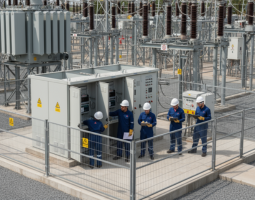 Subestação elétrica industrial em operação