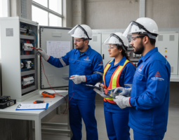 Engenheiro emitindo laudo técnico de instalação elétrica